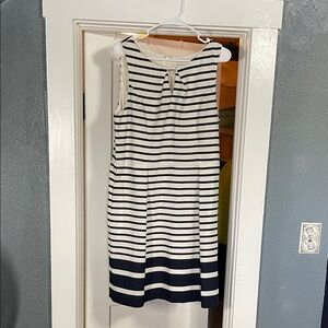 Liz Claiborne Navy and White Striped Midi Dress